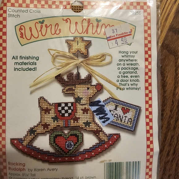 wire whimsey Other - Vintage Wire Whimsy Counted Cross Stitch Christmas Ornament Kit Reindeer